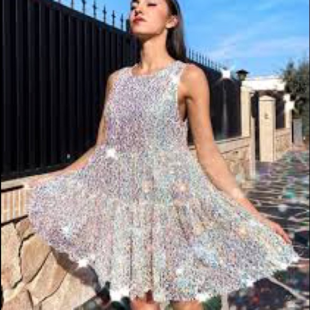 Zara Sparkling Multicolor Sequin Mini Dress
